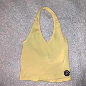 Pastel Pale Yellow Crop Halter Top ☀️